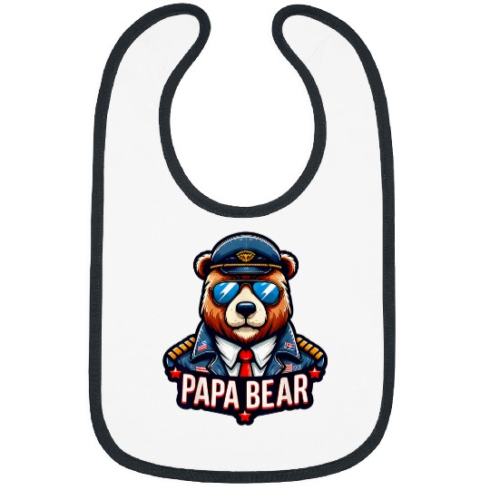 Bear Pet Papa Bear Fathers Day Gift Patriotic Proud bests Dad 4 Bibs