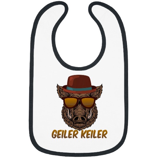 Cool Keiler Funny Wild Boar Hunting Forestry Motif 1 Bibs