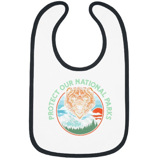 Bear Pet Protect Our National Parks Retro Grizzly Bear Graphic Bibs