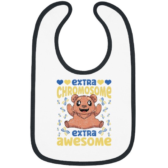 Bear Pet Blue Yellow Ribbon Cute Bear Down Syndromes Awareness Bibs