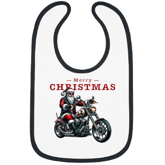 Cool Santa Claus on Bike Motorcycle for Christmas Party Bibs