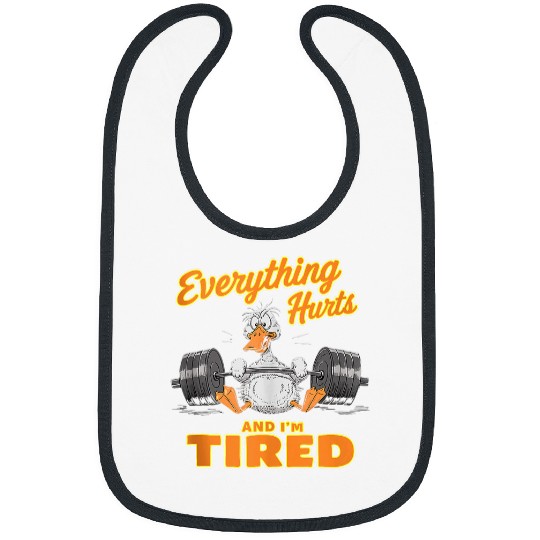 Duck Pet Everything Hurts And I m Tired Funny Duck Fitness 3 Bibs