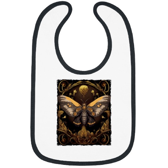 Dark Academia Halloween Death Head Hawk Moth Natural Bibs