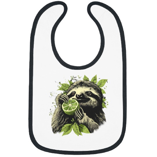 Sloth Pet Lime Sloth Drawing Portrait Animal Art Lime Lover Artwork Bibs