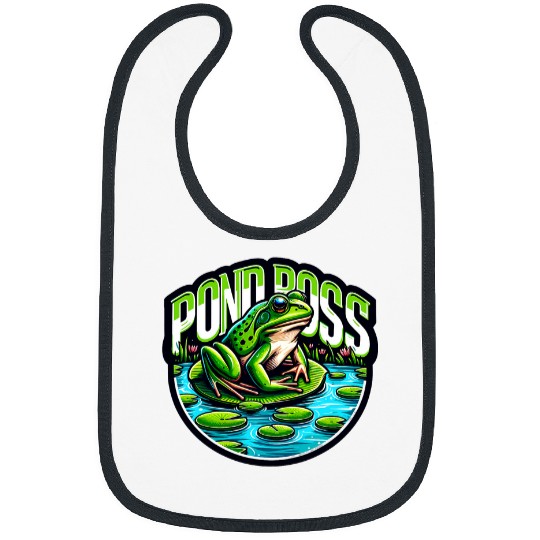 Cute Frog Lily Pad Pond Boss For Frog Lovers Bibs