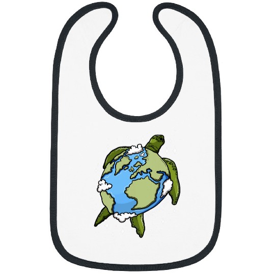 Turtle Pet Earth Day Turtle Earth Globe Environmental Protection Bibs