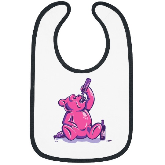 Beer Fun Drunk Gummy Bear Funny Drinking Illustration Humor Alcohol Bibs