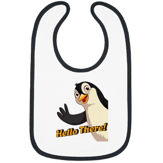 Penguin Pet Kawaii Emperor Penguin Cartoon Waving Hello There Bibs