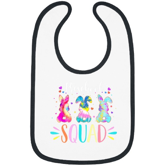 cute bunnies preschool teacher squad easter day tie dye Bibs