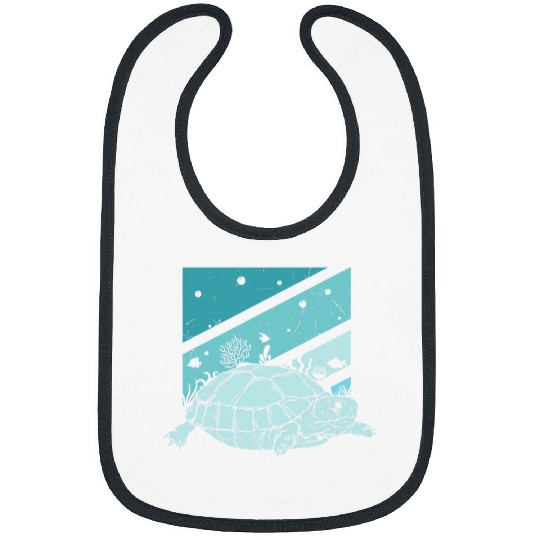 Turtle Pet Blue Style Turtle Sea Life Tortoise Theme Graphic Bibs