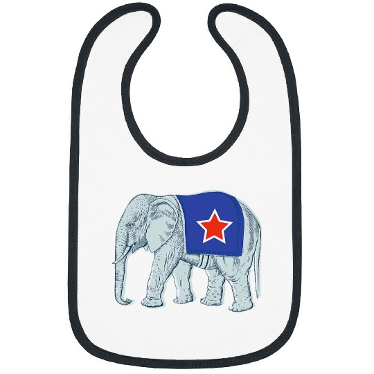 Elephant Pet with Red White Blue Star Bibs