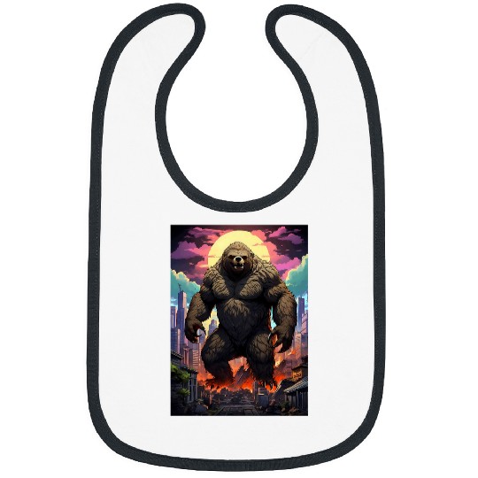 Sloth Pet Slothzilla Monster Movie Parody Sloth Anime Graphic Funny Bibs