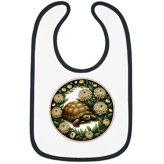 Turtle Pet Box Turtle Illustration Floral Box Turtles Bibs