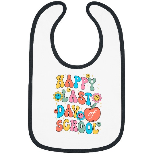 Retro Groovy Happy Last Day Of School End Of Year Teacher Bibs