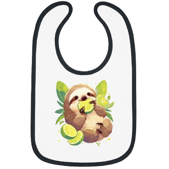 Sloth Pet Lime Sloth Colourful Drawing Nature Lime Lover Artwork Bibs