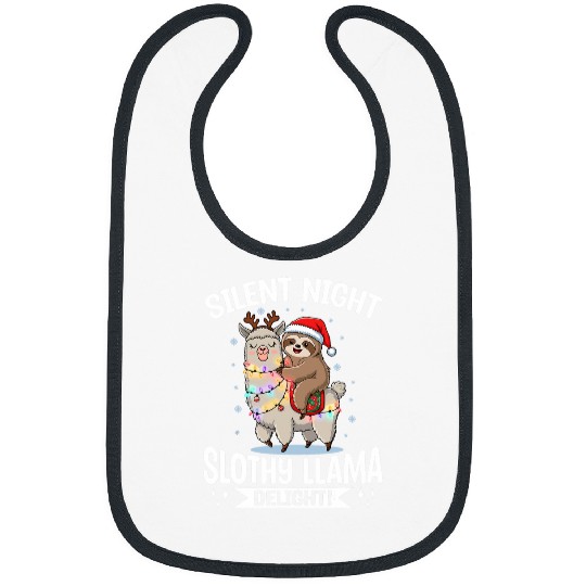 Sloth Pet Llama Christmas Silent night slothy llama delight Bibs