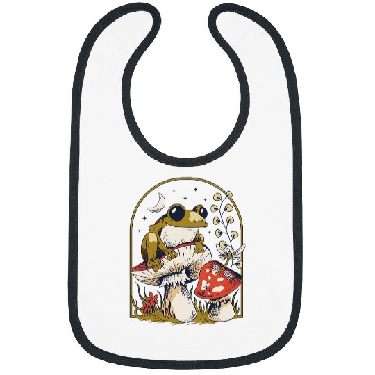 Frog Mushroom Garden Colorful 1960s 1970s Unisex Hippie Bibs
