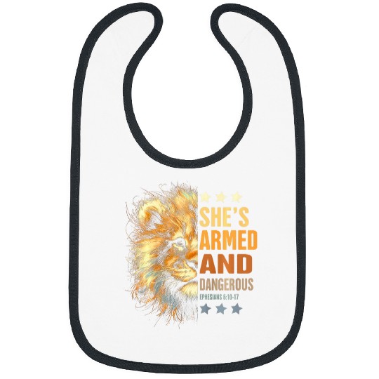 Lion Pet Christian Religious Baby She Is Armed Dangerous Bibs