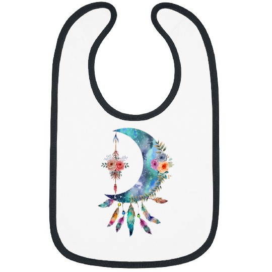 Dream Catcher Moon Stars Floral Dreamcatcher Graphic Bibs