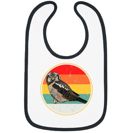 Owl Pet Retro Sunset Northern Hawk Owl Bird Bibs