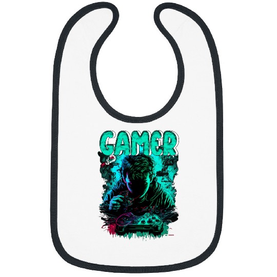 Cool Retro Gamer For Men Women Kids Gaming Controller Bibs