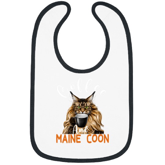 Coffee Fun Maine Coon Cat and Coffee Cute Design For cat lover Bibs