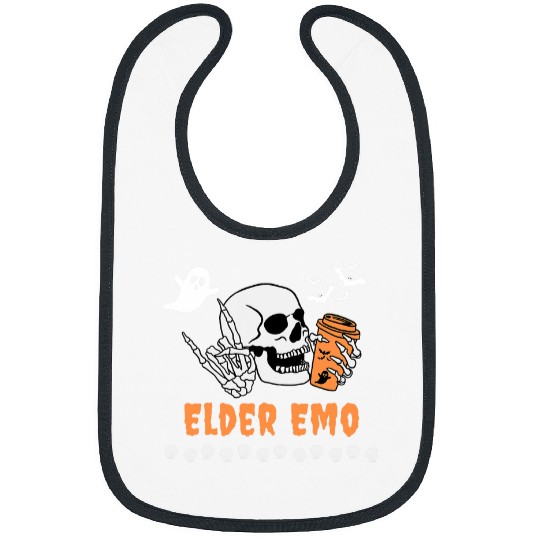 Elder Emo Halloween Goth Spooky Coffee Drinker Funny Bibs