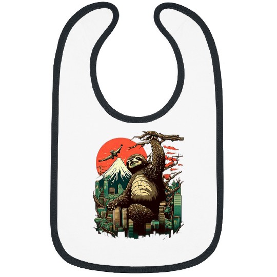 Sloth Pet Slothzilla Japan Anime Kaiju Sloth Monster Attack Bibs