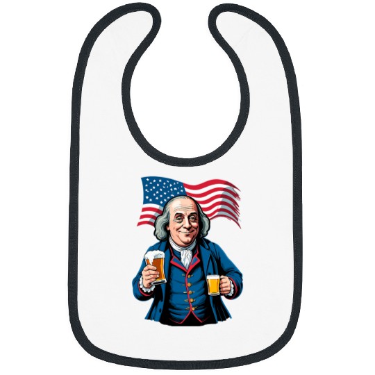 Beer Fun Boozing Benjamin Franklin With Beer Mug Bibs