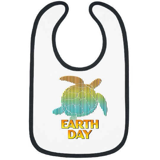 Turtle Pet Earth Day Retro 70s Sea Turtle Rainbow Silhouette Gift 2 Bibs