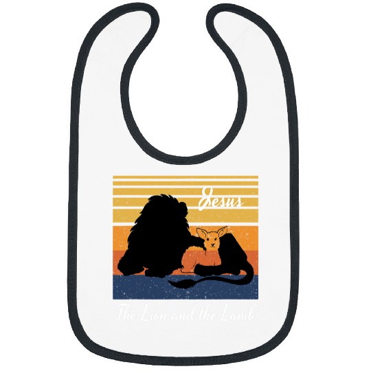 Lion Pet The Lion And The Lamb Christian Retro Jesus The Lamb Of God Bibs