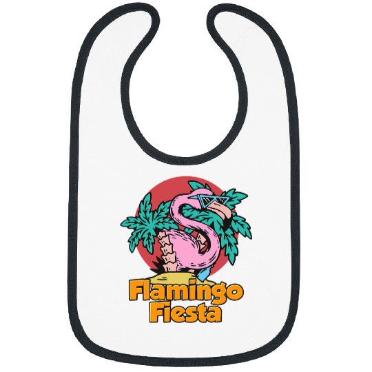 Flamingo Fiesta Bird Lover Birding Beach Palm Trees Vacation Bibs