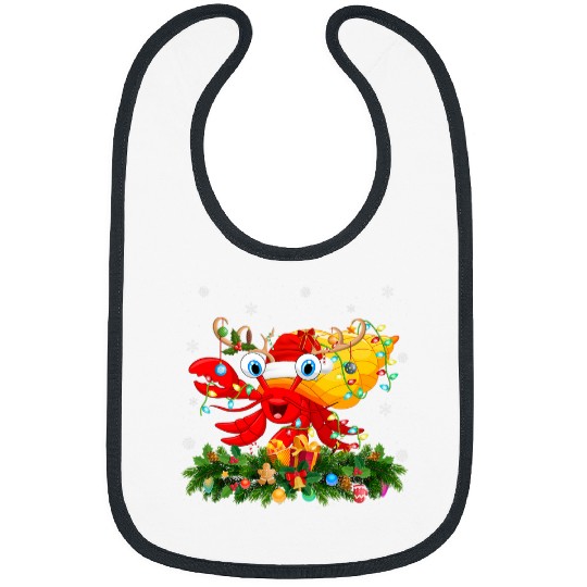 Hermit Crab Fish Lover Reindeer Santa Hermit Crab Christmas Bibs