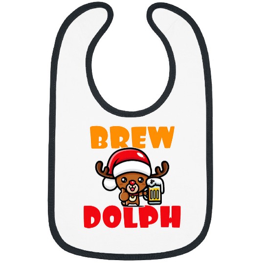 Beer Fun Brew Dolph Holiday Drink Rudolph Santa Claus Reindeer Beer Bibs