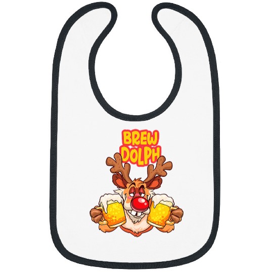 Beer Fun Brewdolph Rudolph Drinking Beer Christmas Beer Lover Drinker Bibs