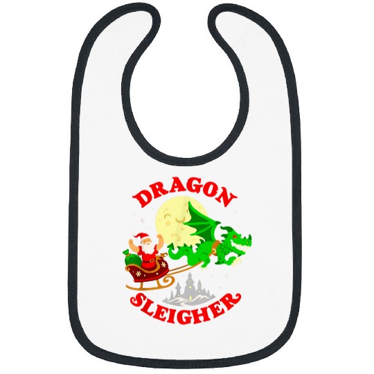 Dragon Pet Sleigher Cute Funny Santa Dragon Fantasy Christmas Bibs