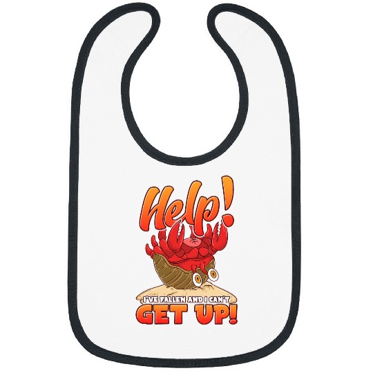 Help Ive Fallen I Cant Get Up Funny Kawaii Hermit Crab Bibs