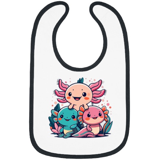 cute axolotls girls boys kids kawaii Axolotls salamander Bibs