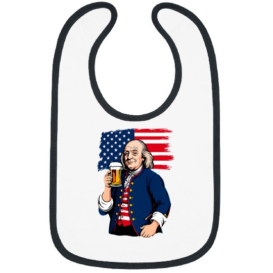 Beer Fun Boozing Benjamin Franklin With Beer Mug 4th July Funny Bibs
