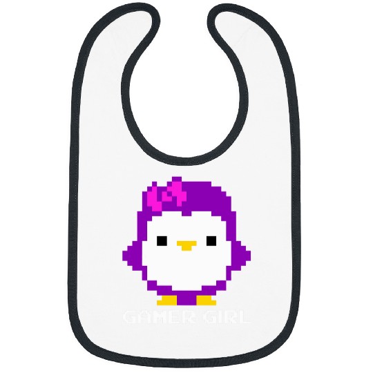 Penguin Pet Gamer Girl Gift 8Bit Kawaii Cute Penguin Video Game Gaming Bibs