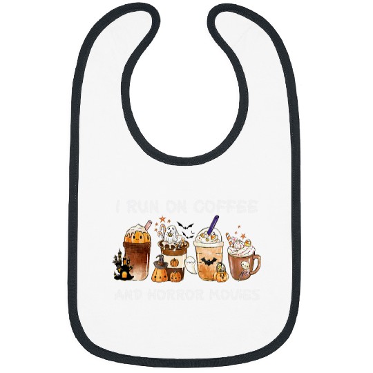 Coffee Fun I Run on Coffee And Horror Movies Funny Halloween 2 Bibs