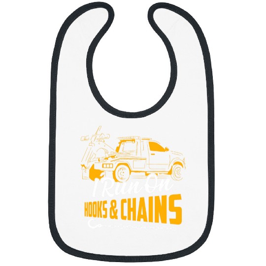 Discover I Run On Hooks Chains Trucking Tow Truck Driver Bibs