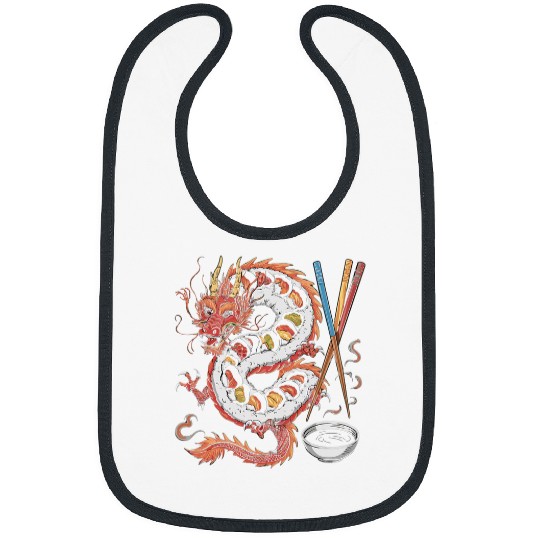 Dragon Pet Sushi Dragon Anime Japan Japanese Cuisine Chef Food Lover 1 Bibs