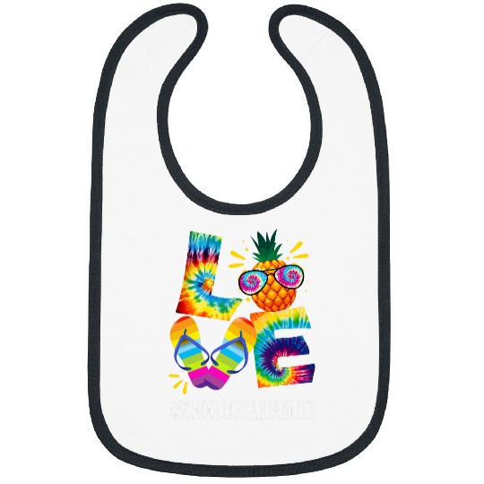 Discover Librarian Job Love pineapples Summer Off duty Tie Dye Bibs