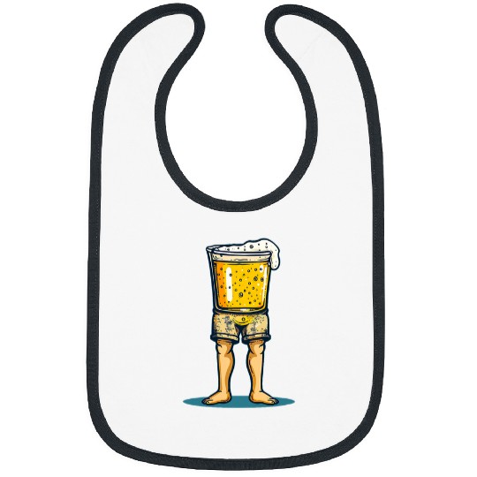 Beer Fun Running Beer in Swim Trunks for Beach and Summer Vacation Bibs