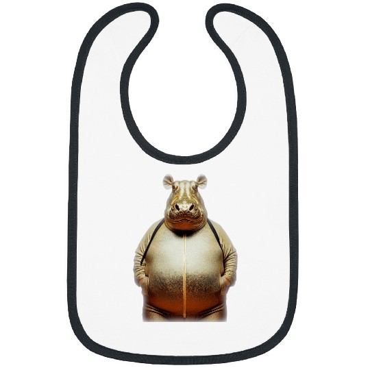 Hippo Pet Photography Of Anthropomorphic Hippo Wearing Disco Suit Bibs