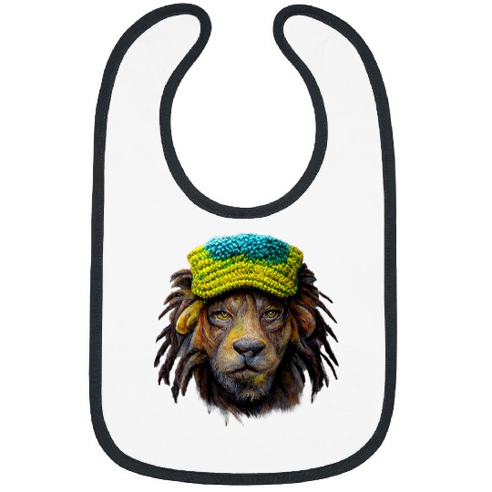 Lion Pet Rasta Reggae Lion Wearing Slouchy Hat Jamacian 8 Bibs