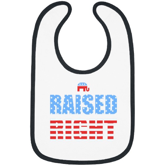 Elephant Pet Raised Right Republican Elephant Funny Conservative Vote Bibs