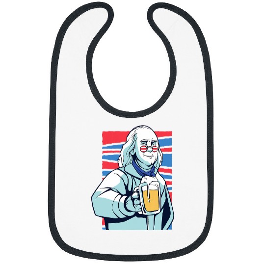 Beer Fun USA president Ben Franklin having a beer Fun Bibs
