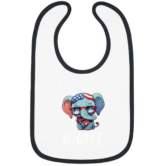 Elephant Pet Raised Right Vote Republican American Flag Elephant Bibs